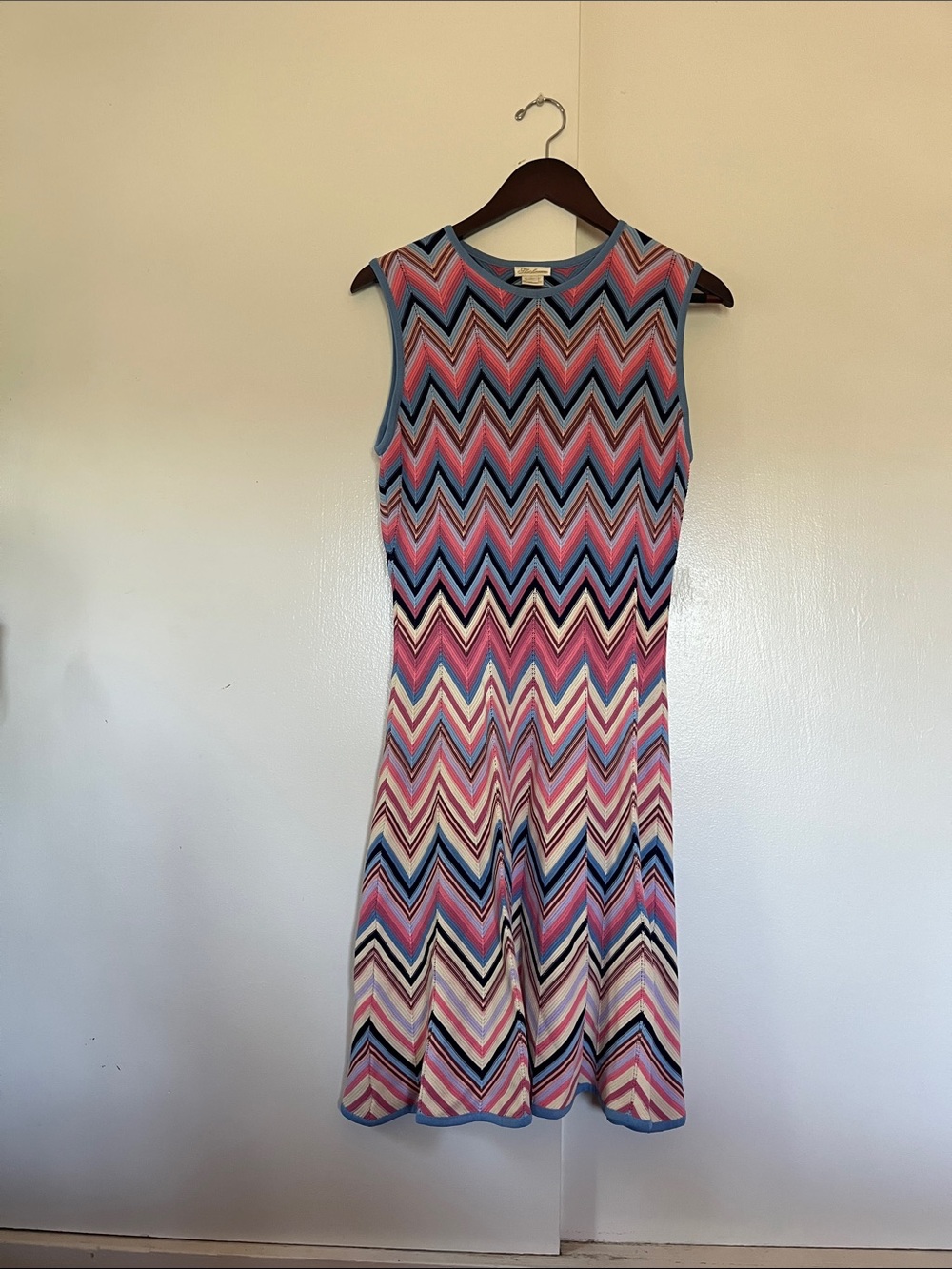 Shoshanna Multicolor Chevron Knit Dress - Pink Blue White